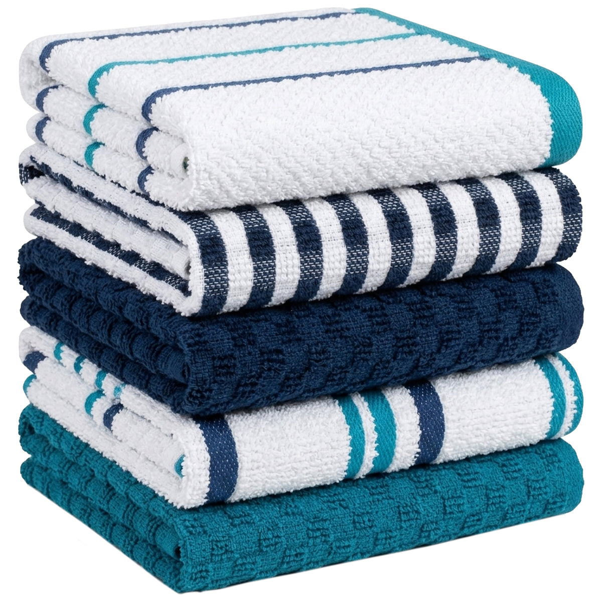 OLIVIA ROCCO Cotton Terry Kitchen Tea Towels - Super Absorbent 5 Pack