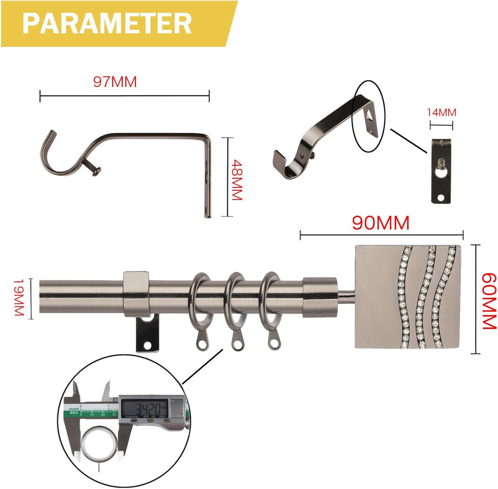 Massive Discounts Black Nickel Curtain Pole | Adjustable 130-240cm
