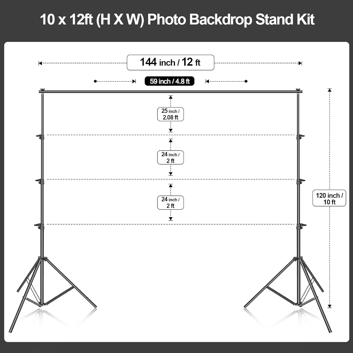 EMART 10x12ft Heavy Duty Photo Backdrop Stand | Adjustable Support Kit