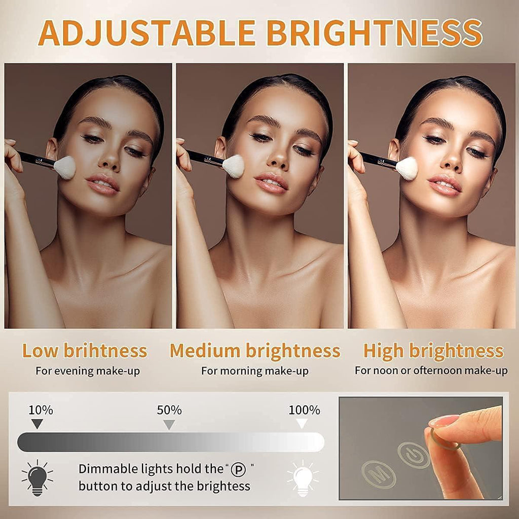 FENCHILIN LED Makeup Mirror | 14 Dimmable Bulbs & USB Port | 58x46cm
