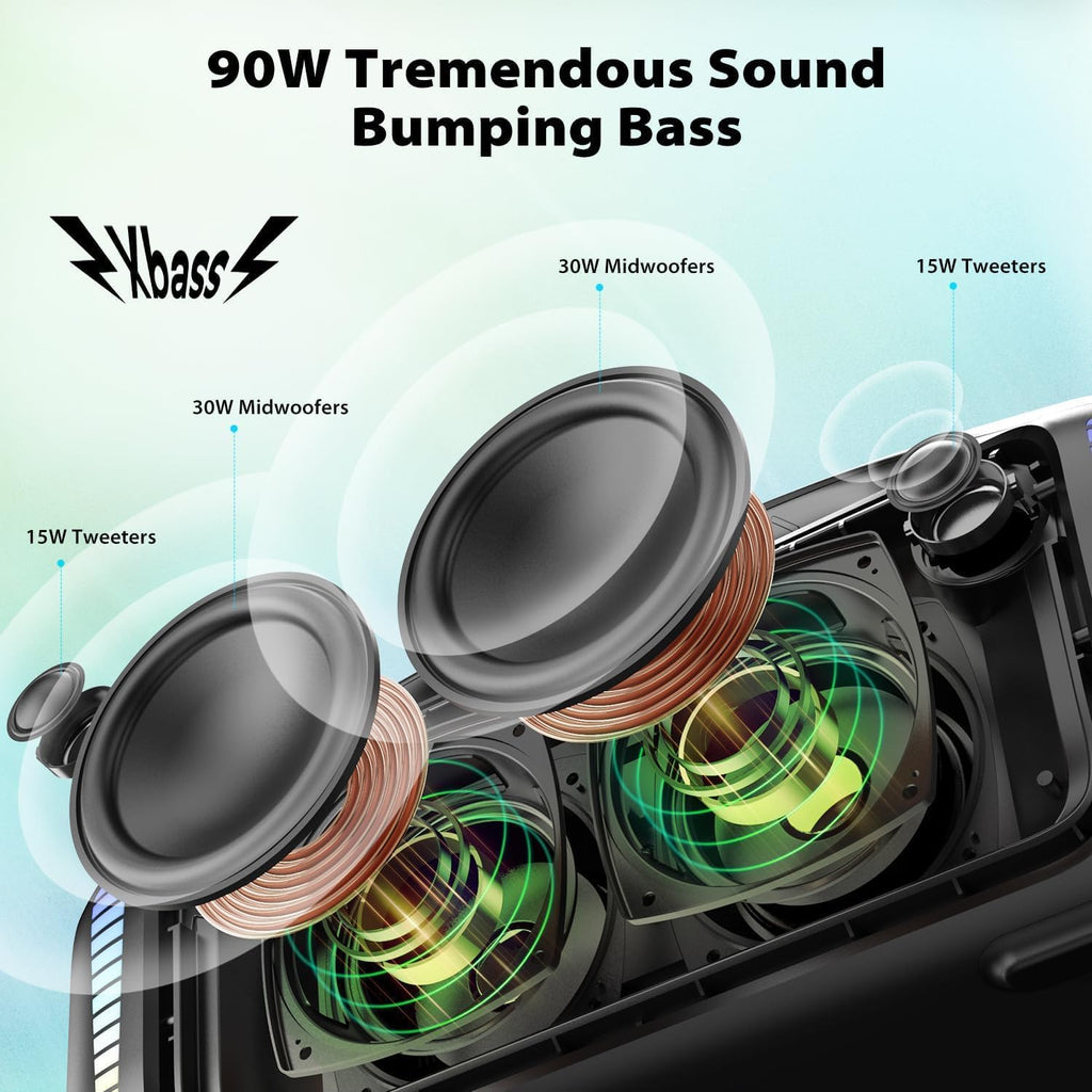 Tribit StormBox Blast 90W Bluetooth Speaker | IPX7 Waterproof & LED