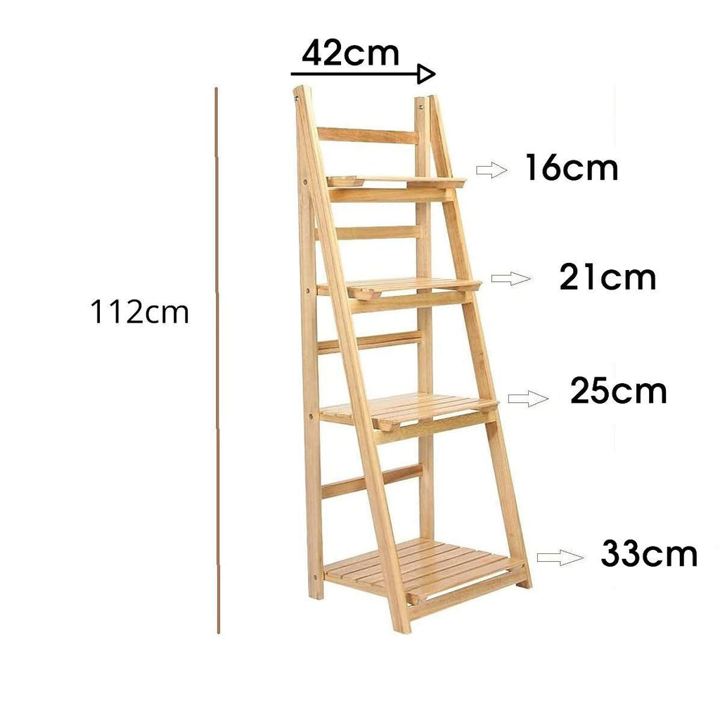 Massive Discounts 4-Tier Wooden Ladder Plant Stand - Foldable Flower Shelf