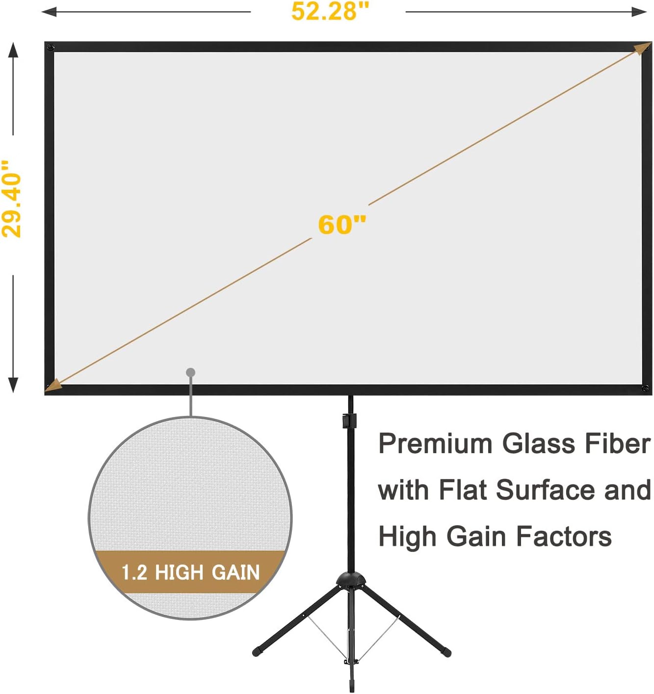 Excelimage 100 Inch Projector Screen with Stand | Portable 16:9 Tripod