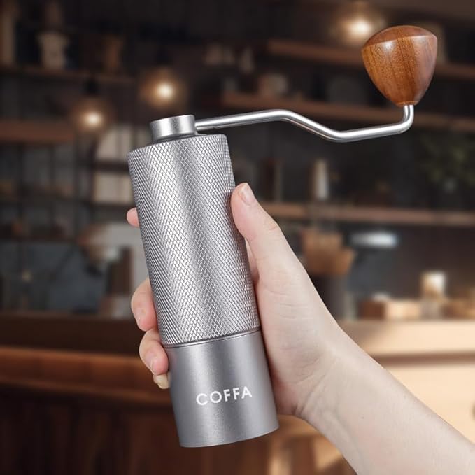 COFFA Manual Coffee Grinder | Stainless Steel Burr Hand Crank Portable