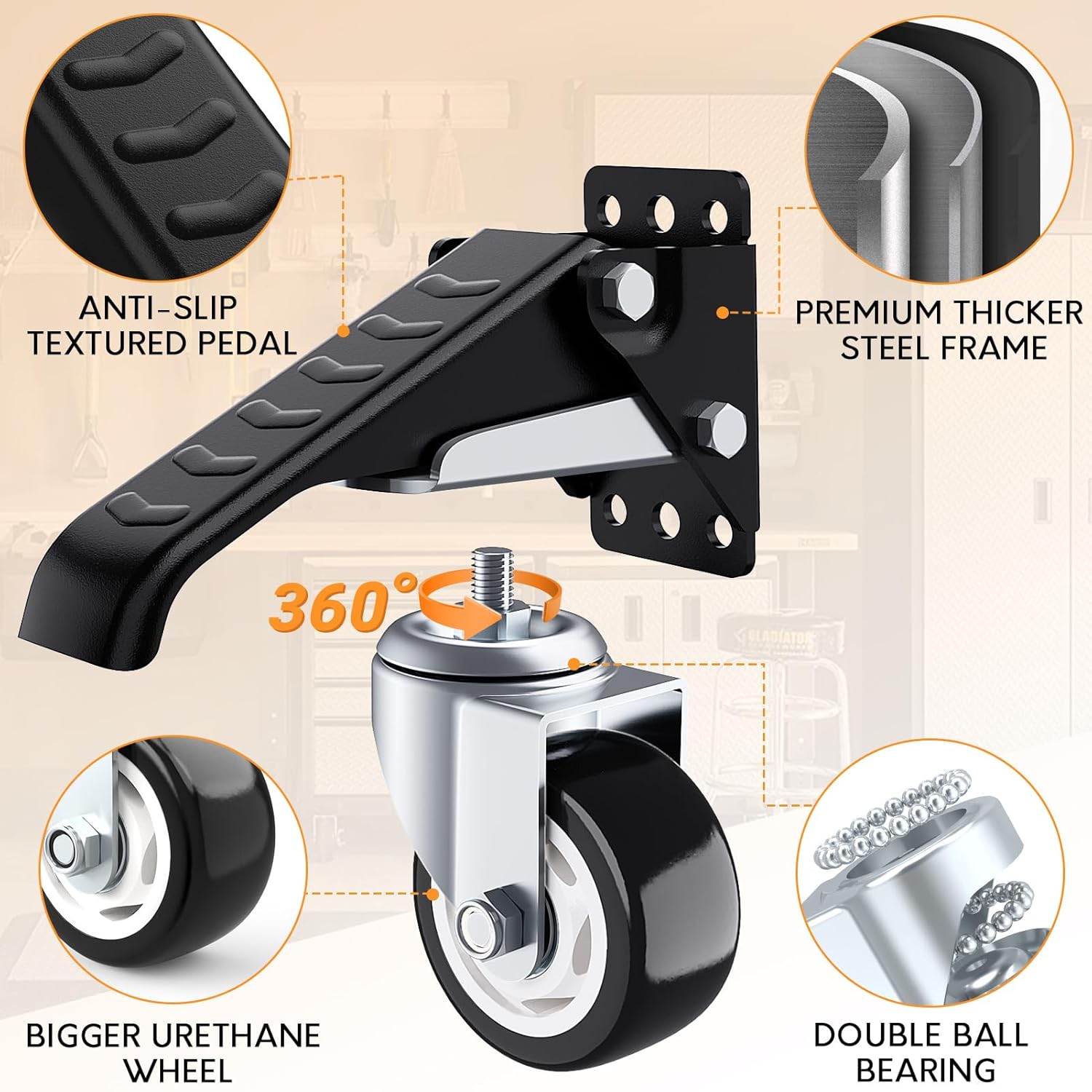 SOLEJAZZ Retractable Workbench Casters | 400KG Heavy Duty 3" Wheels