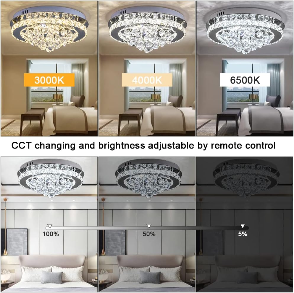 Massive Discounts 36W Crystal LED Ceiling Light - Dimmable 40cm