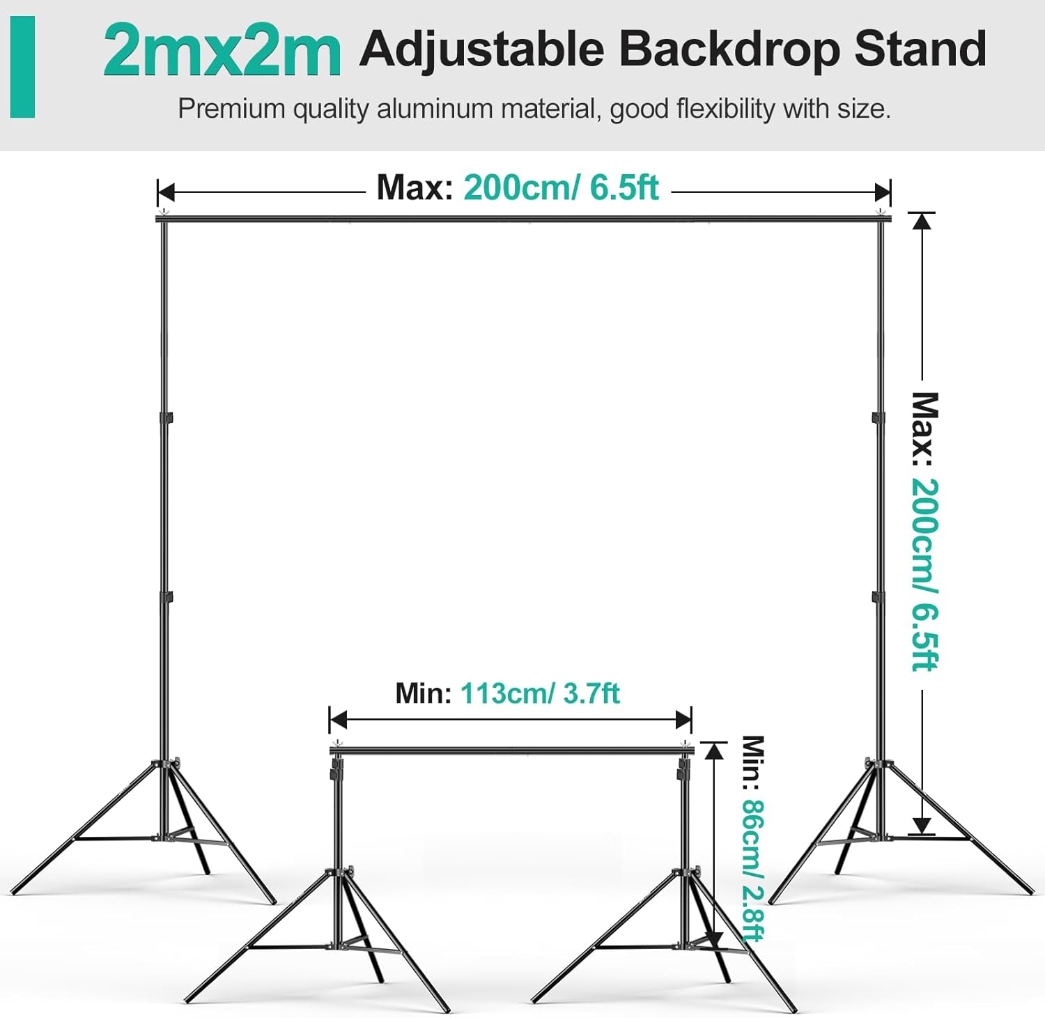 EMART 2x2m Backdrop Stand Kit with White Screen, Clamps & Bag