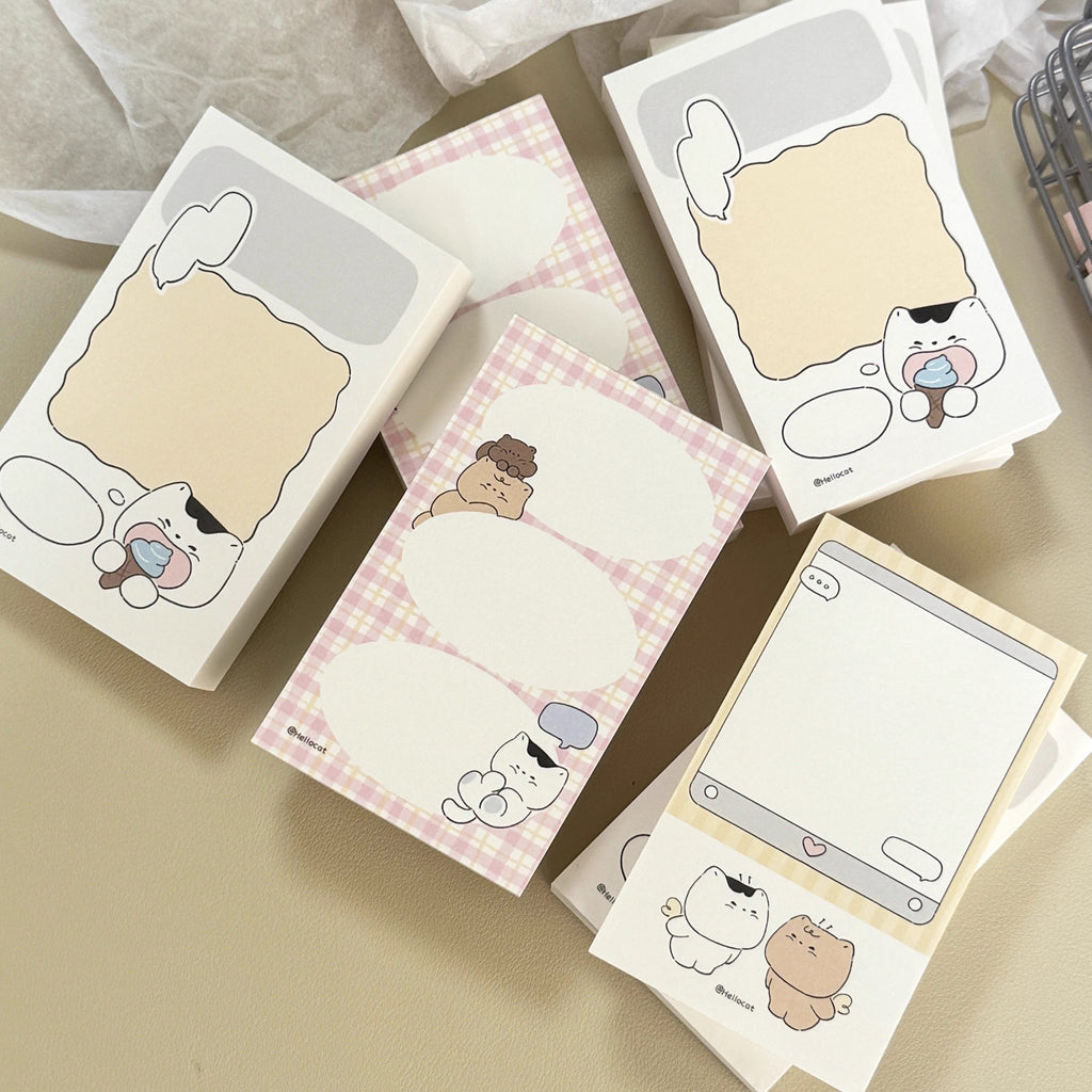 Cat Memo Note Pad by LuLuFun Studio – 50 Sheets Cute Kawaii Stationery