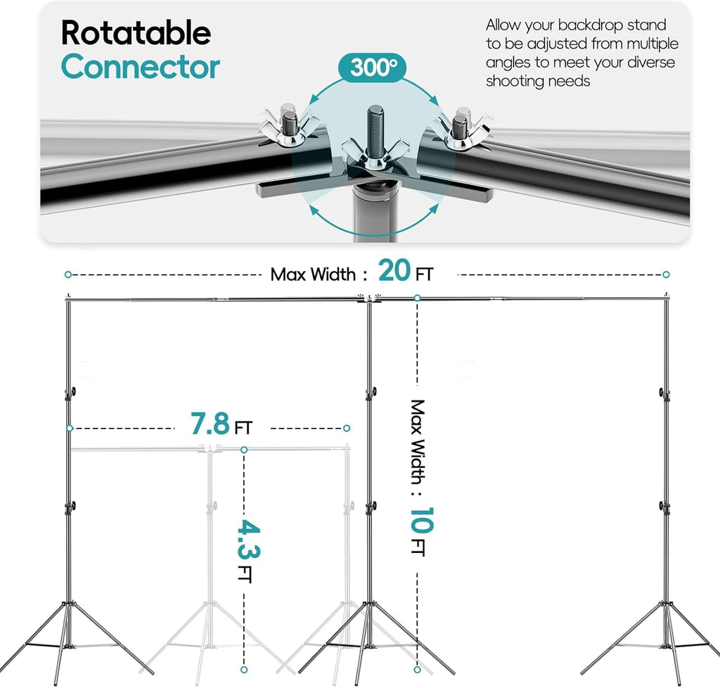 EMART 20ft Heavy Duty Photo Backdrop Stand Kit with Clamps & Bag