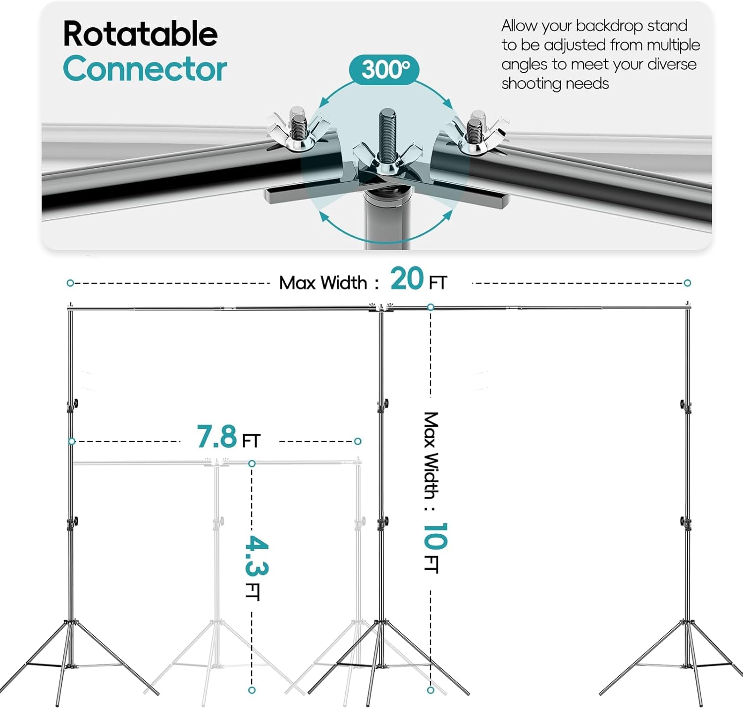 EMART 20ft Heavy Duty Photo Backdrop Stand Kit with Clamps & Bag