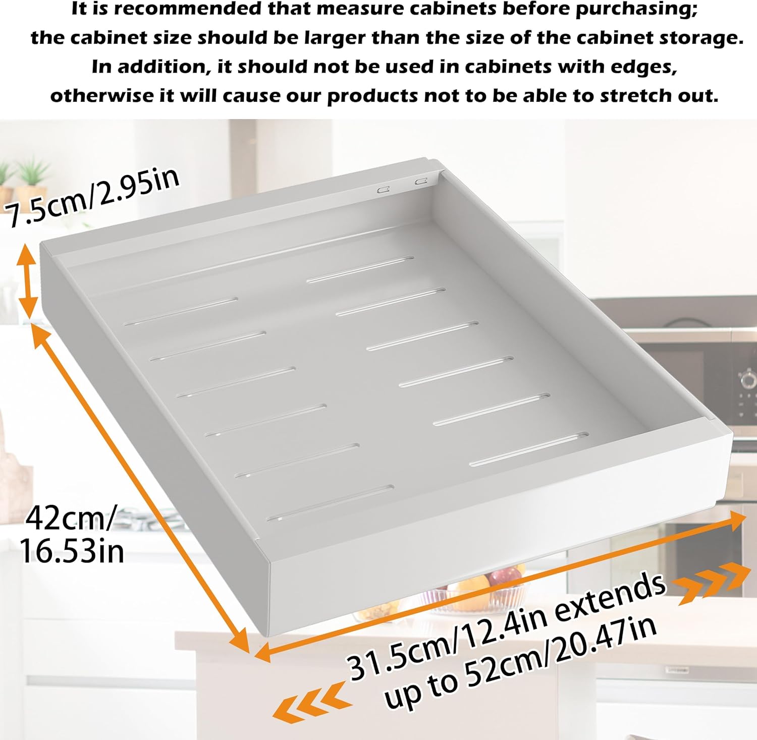 COVAODQ Pull-Out Cabinet Organizer | Adjustable 12-20in Metal Drawer 2-Pack