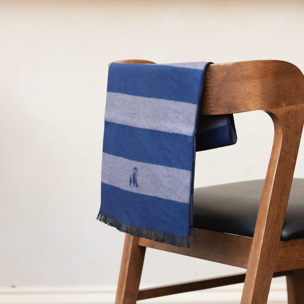 Swole Panda Grey & Blue Stripe Bamboo Scarf – Sustainable & Breathable