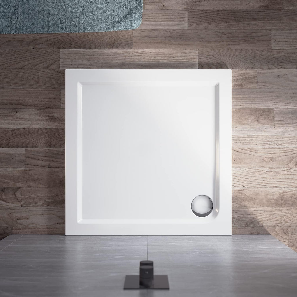 Elegant Square Stone Shower Tray 760x760x40mm with Waste Trap