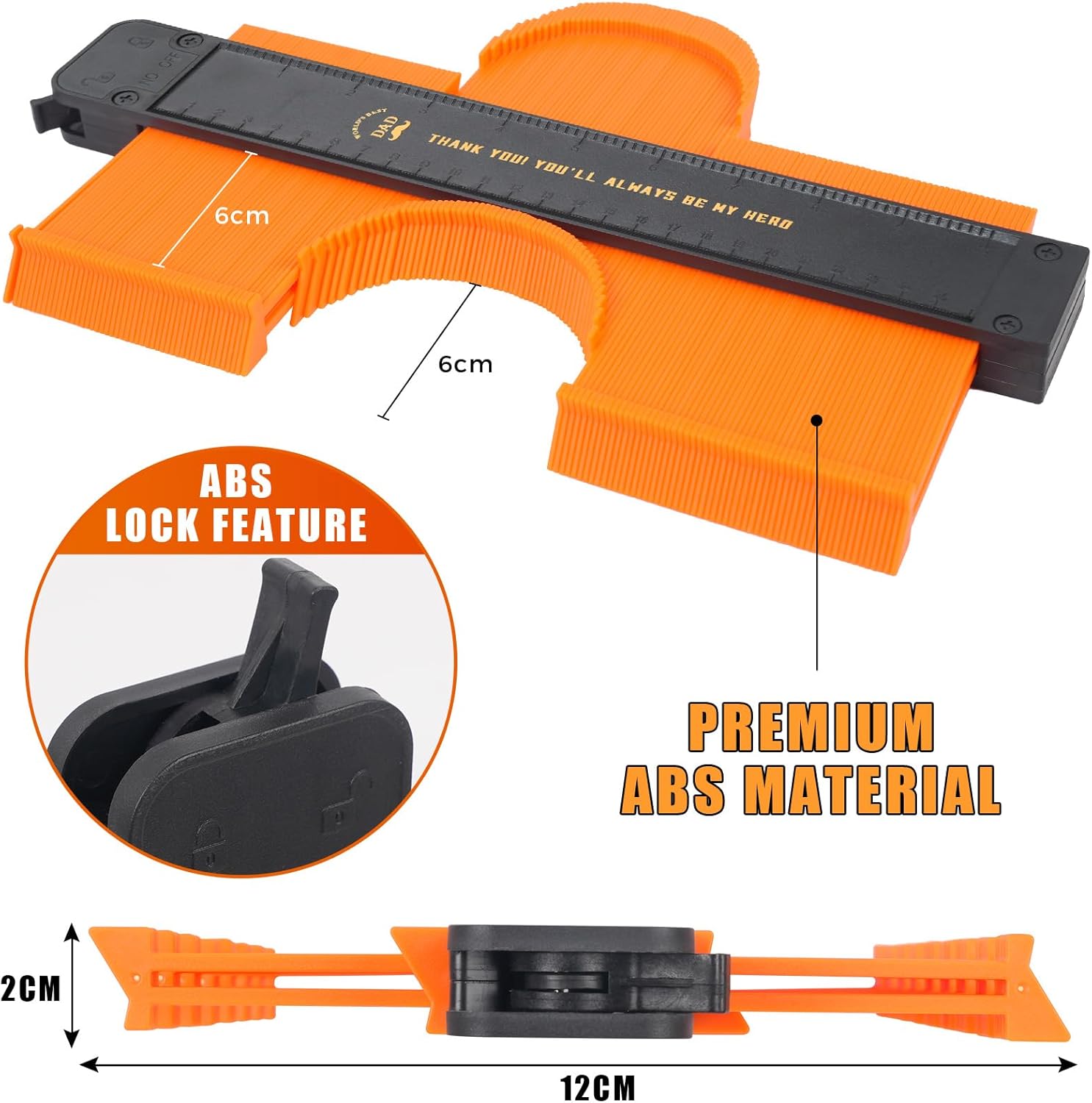 Charfia 10 Inch Contour Gauge | Adjustable Profile Ruler with Lock