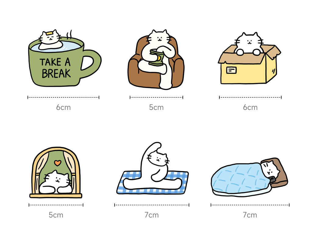 LuLuFun Studio Kitty Daily Life Magnetic Memo Pads - 50 Cat Stationery Notes