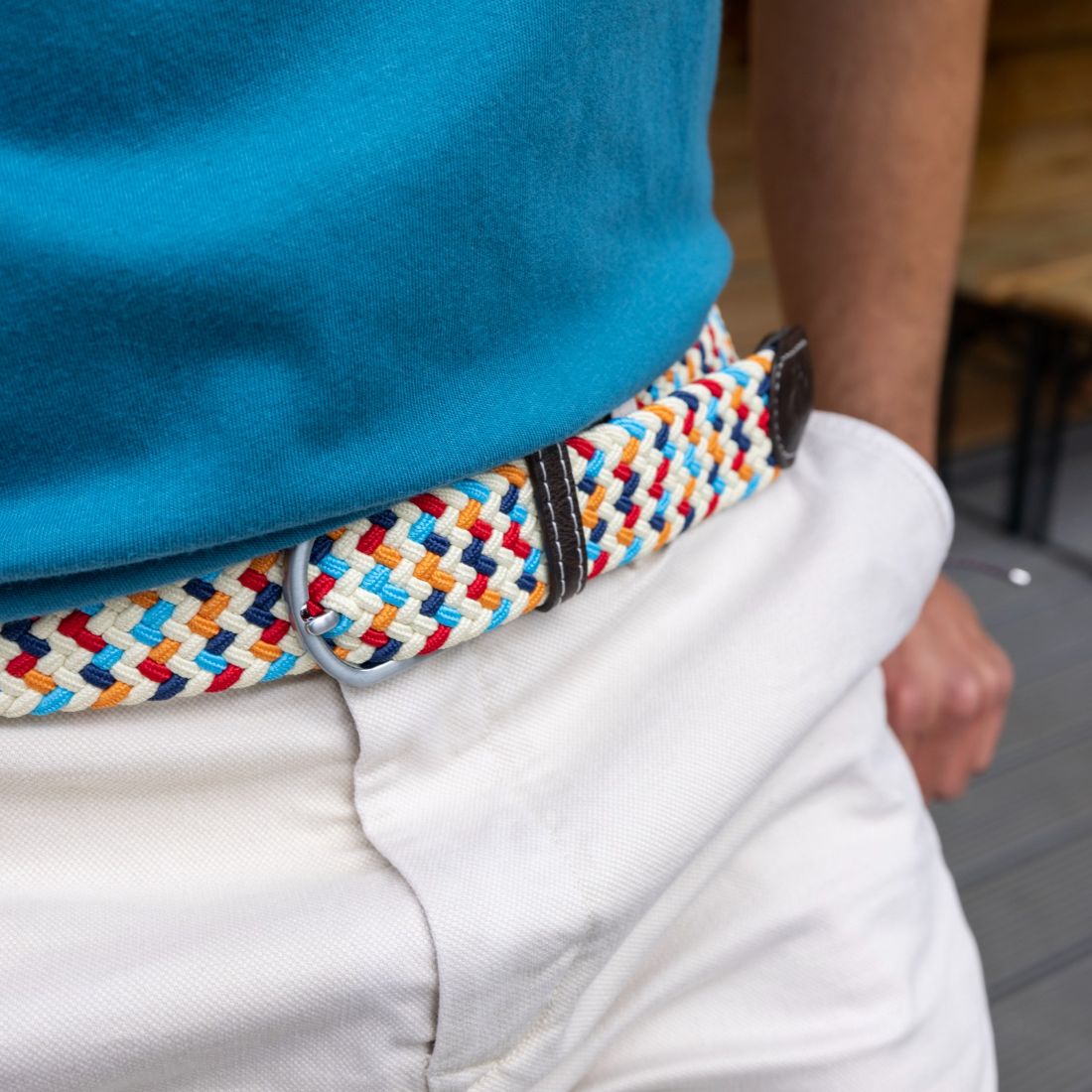 Swole Panda Multicolour Zigzag Woven Belt – Recycled Elasticated Unisex