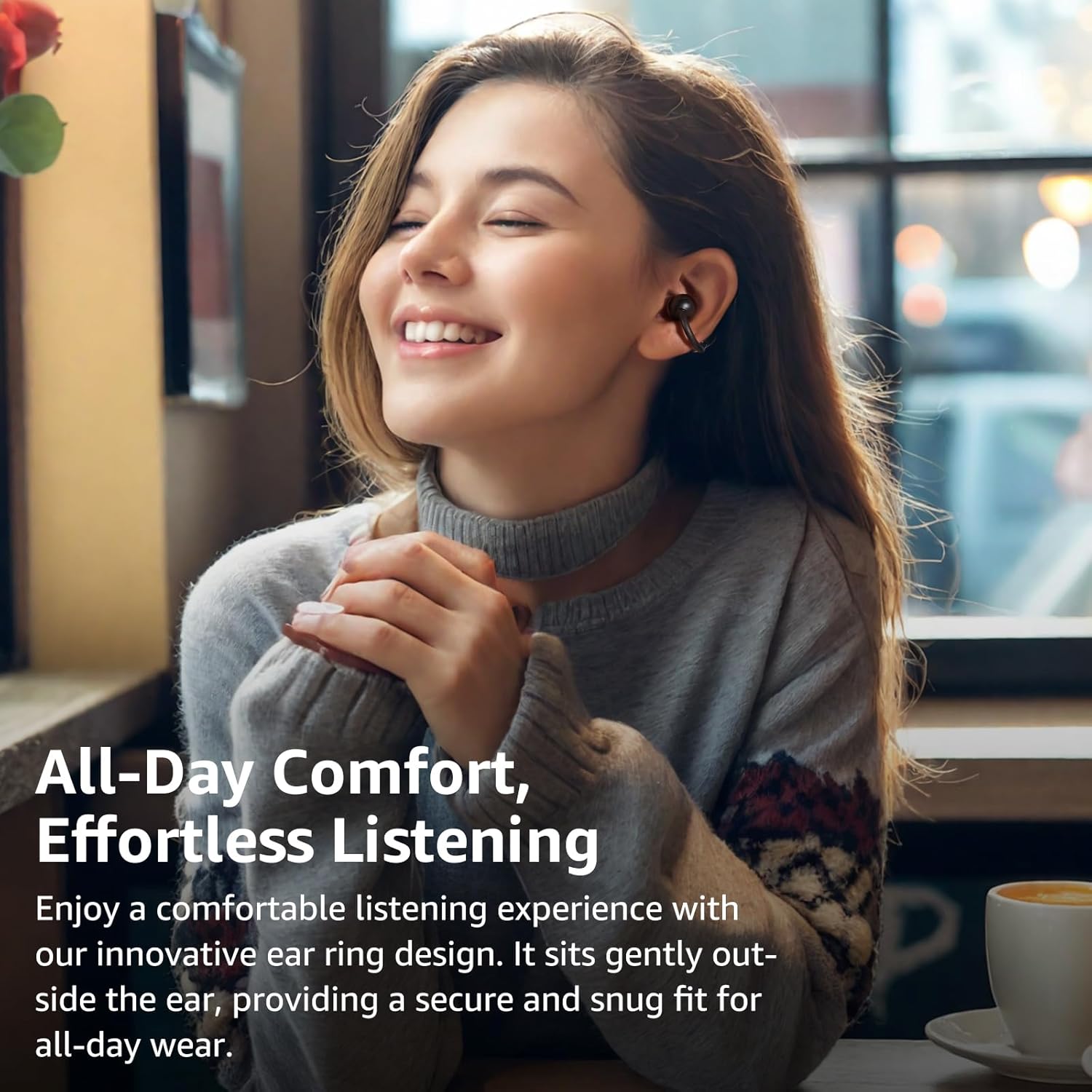 TOZO OpenEarRing Clip On Wireless Earbuds - 40H Playtime Bluetooth 5.4