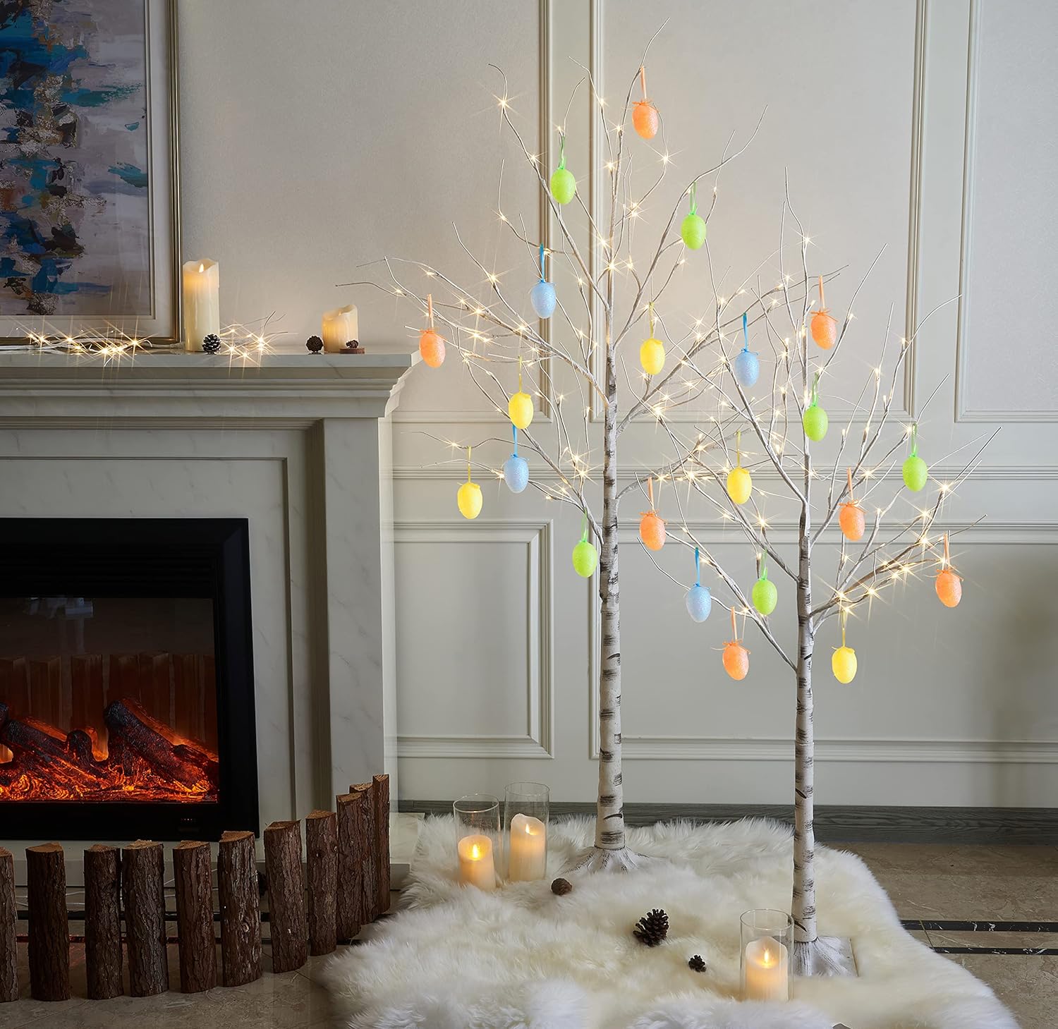 EAMBRITE LED Birch Tree Set | 5FT & 6FT Lighted White Twig Trees - 2PCS