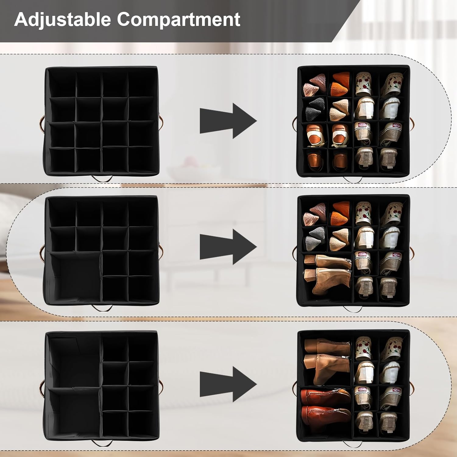 Hiyorsoa 16 Grid Shoe Organizer | Foldable Storage with Clear Dust Cover
