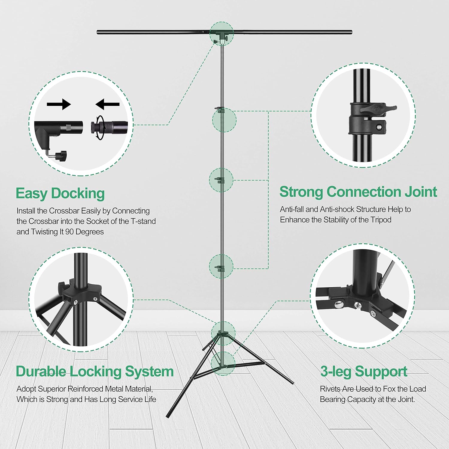 EMART White Photography Backdrop Kit with 8.5ft Adjustable T-Stand