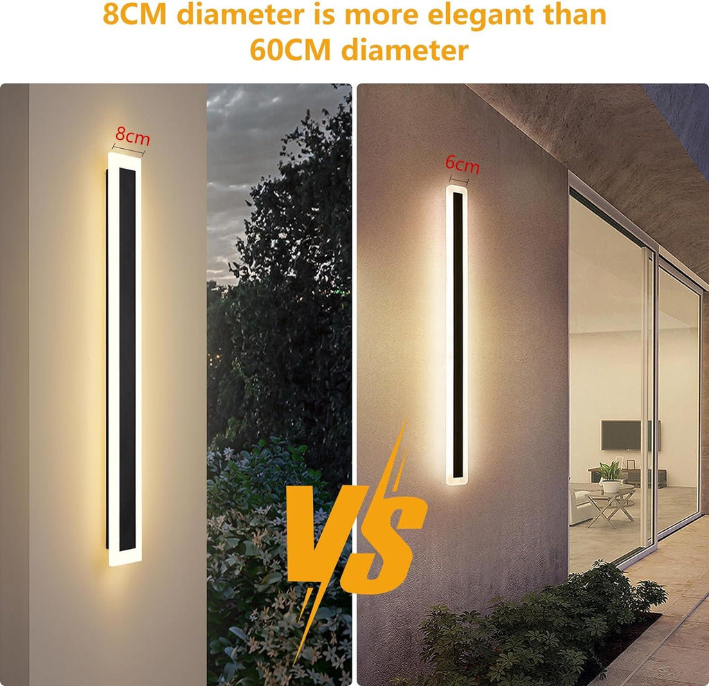 YAOWSZM 90cm Modern Outdoor LED Wall Light – Black Waterproof 18W Sconce
