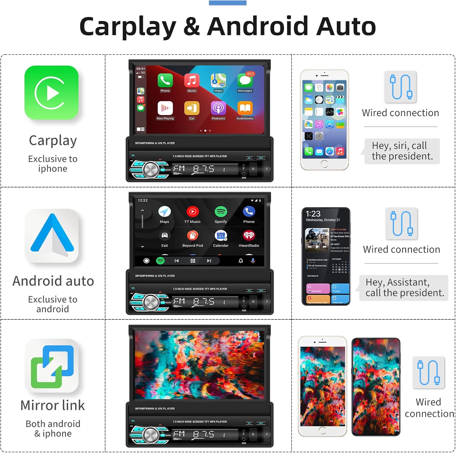 Massive Discounts 7" Single Din Car Stereo | CarPlay & Android Auto