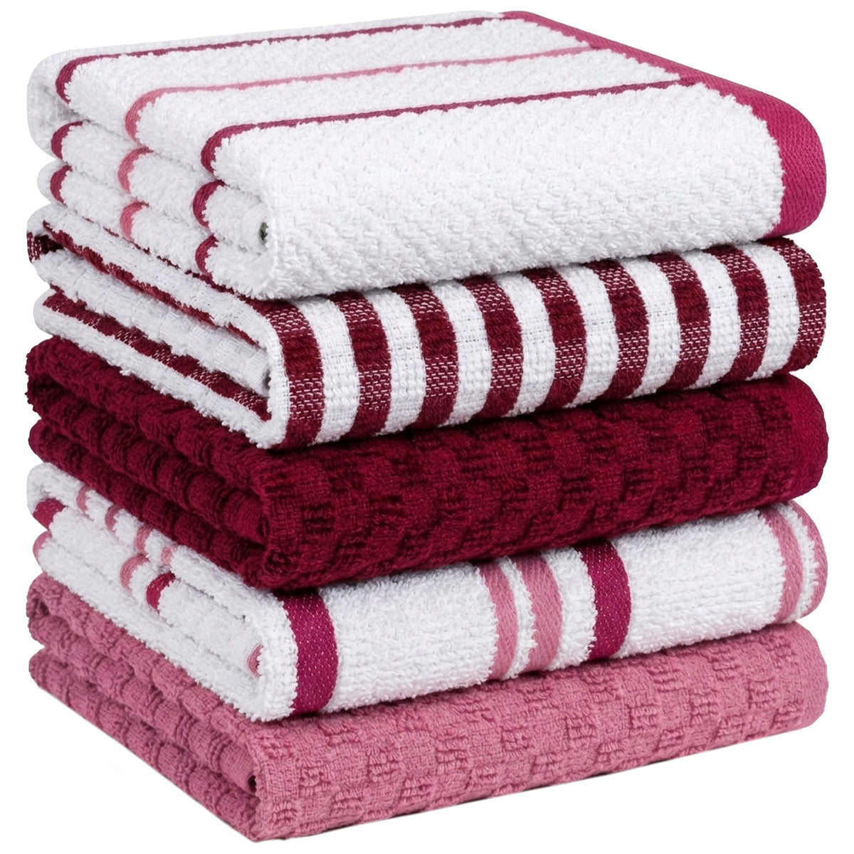 OLIVIA ROCCO Cotton Terry Kitchen Tea Towels - Super Absorbent 5 Pack