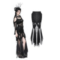 Dark in Love Nevaeh Gothic Lace and Mesh Mermaid Skirt – Black Embroidery