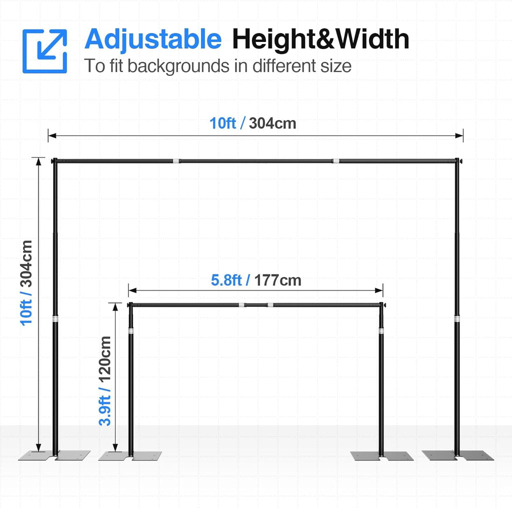 EMART 10x10ft Heavy Duty Backdrop Stand – Adjustable Metal Frame
