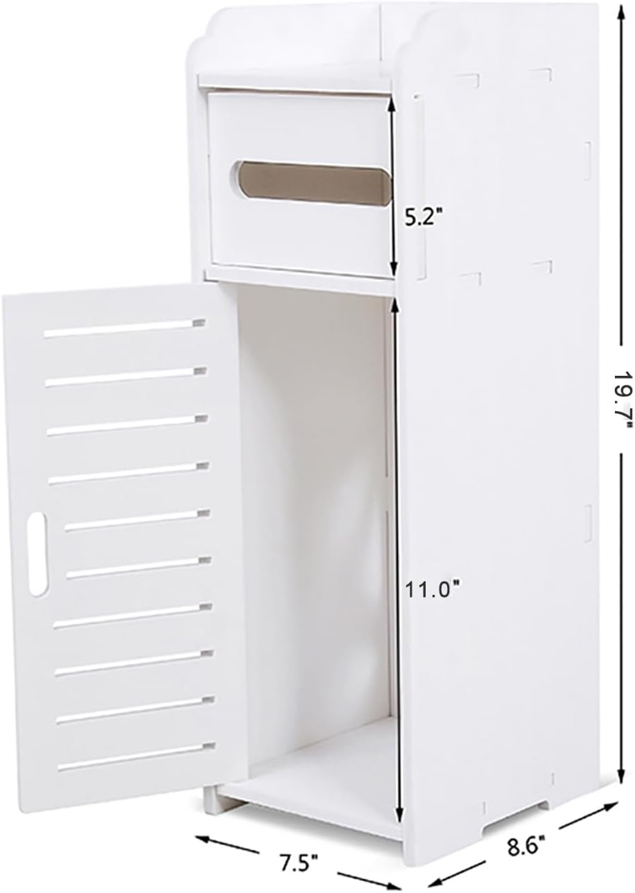 Ejoyous 3-Tier Slim Bathroom Cabinet | White Waterproof Storage Tower
