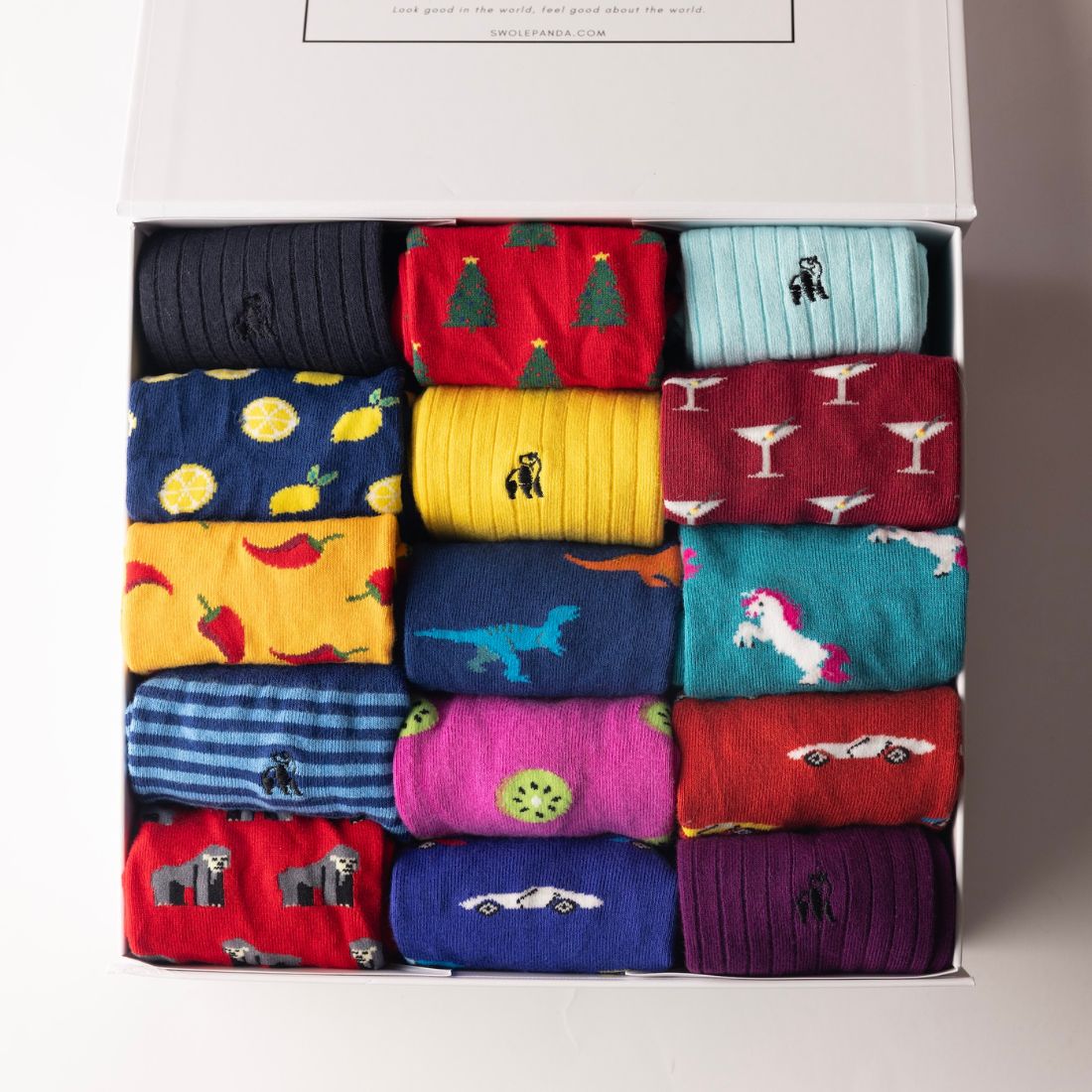 Swole Panda Bamboo Socks Gift Box – 15 Pair Luxury Breathable Set