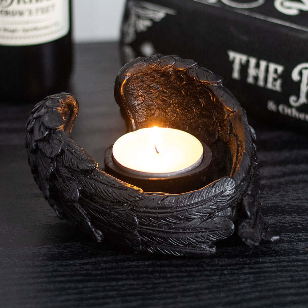 Kate's Clothing Raven Wings Tealight Candle Holder – Gothic Decor