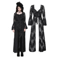 Dark in Love Emersyn Gothic Long Robe – Floral Lace Bell Sleeve