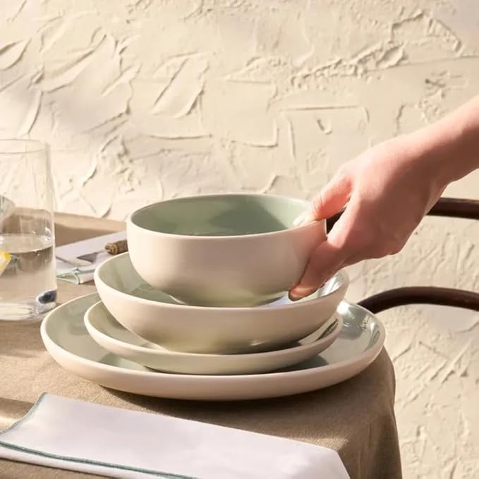 Karaca Abby Green Stoneware Dinner Set | 23-Piece Tableware for 6