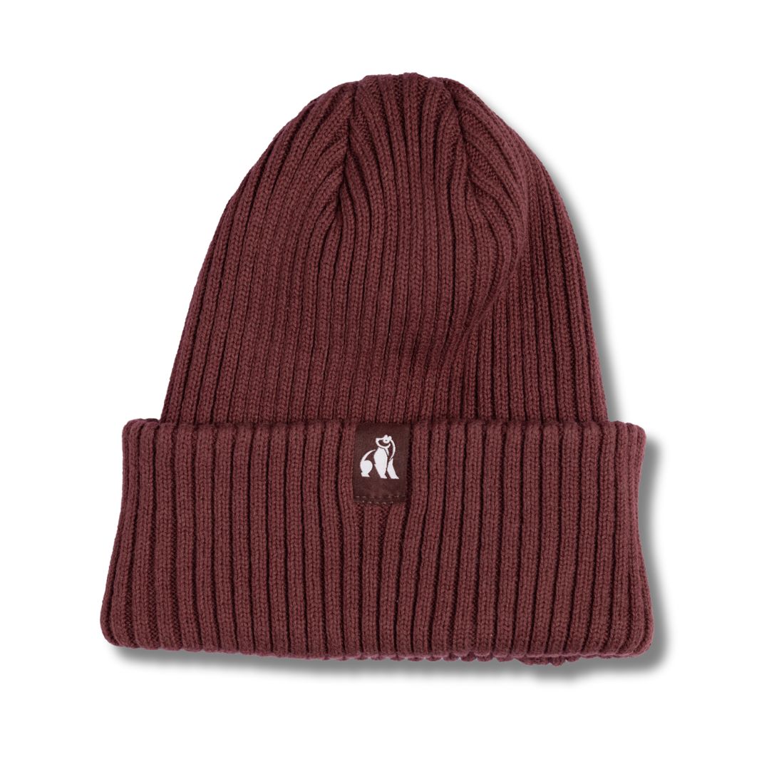 Swole Panda Organic Cotton Beanie – Sustainable Unisex Hat in Burgundy