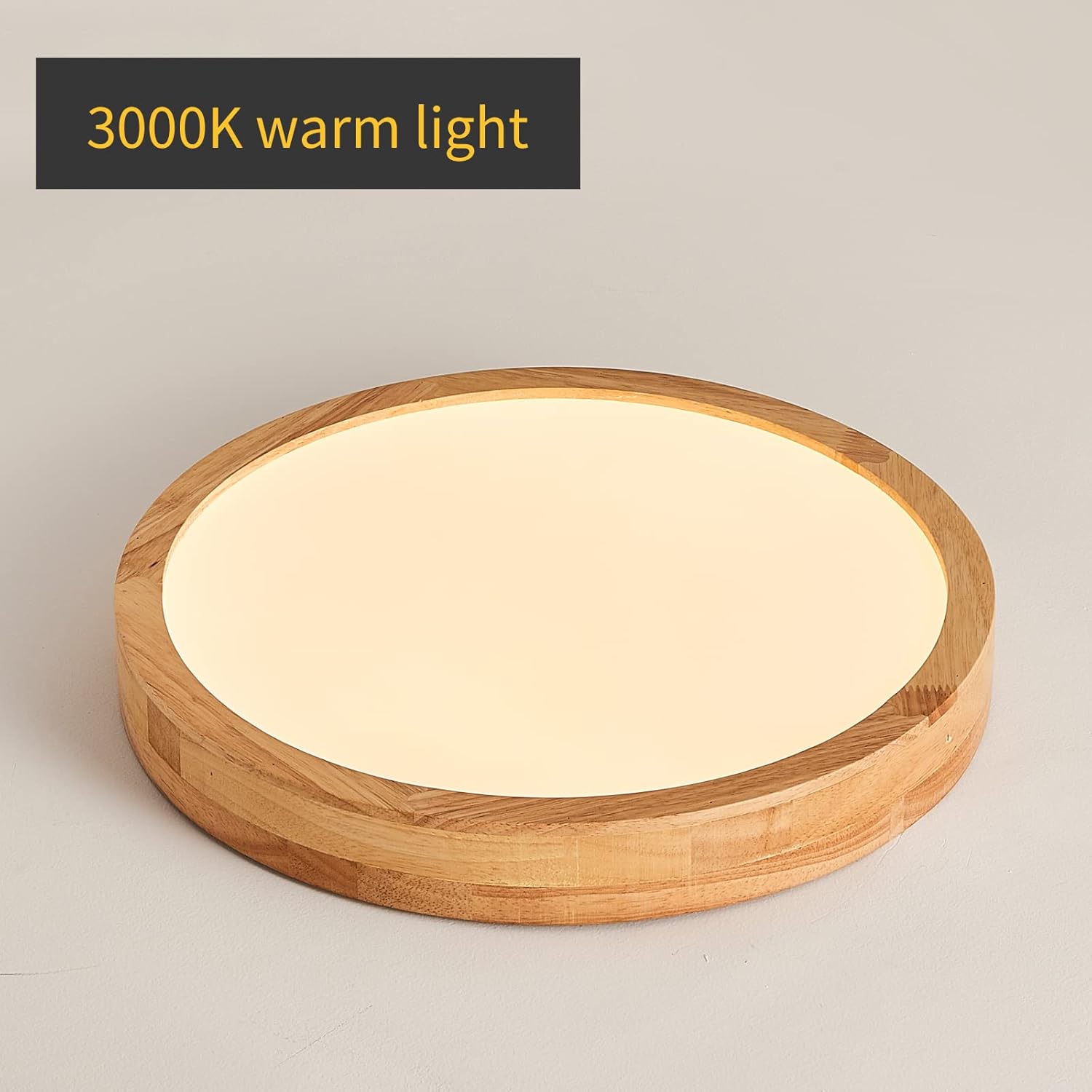 Schindora 20W Wooden LED Ceiling Light – 30cm Oak Flush Mount Lamp