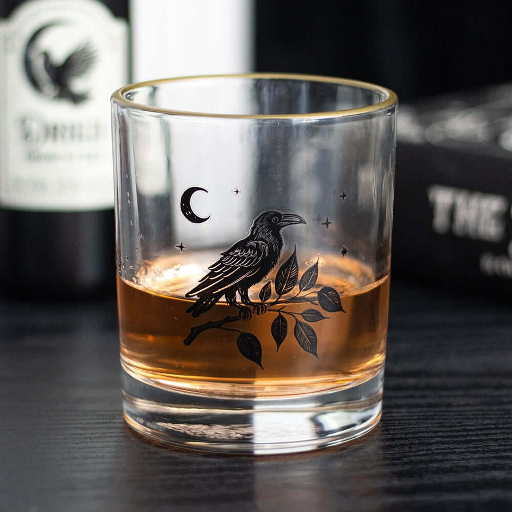 Kate's Clothing Mystic Raven Gothic Drinking Glass - 350ml Celestial Cup