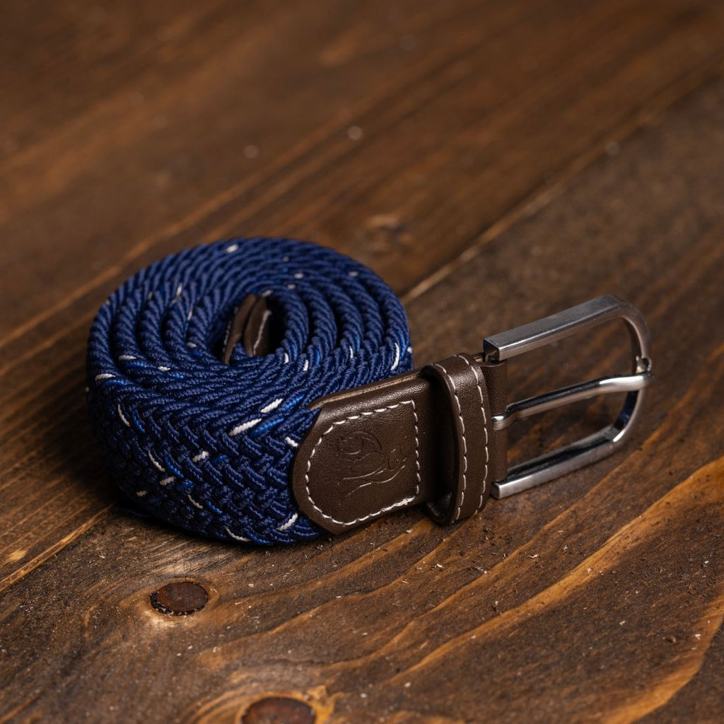 Swole Panda Recycled Woven Belt – Navy & White Dot Elasticated Unisex