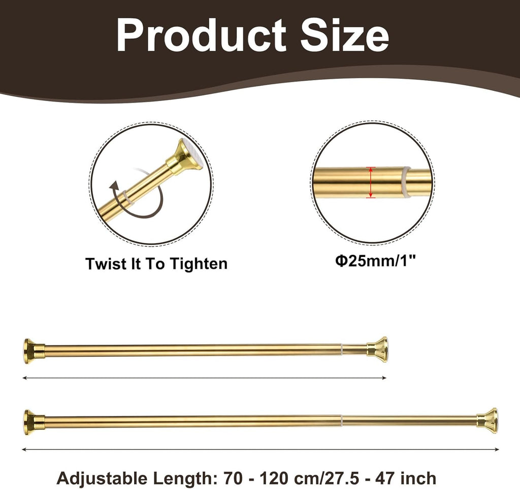 Massive Discounts Gold Stainless Steel Tension Shower Curtain Rod | 70-120cm