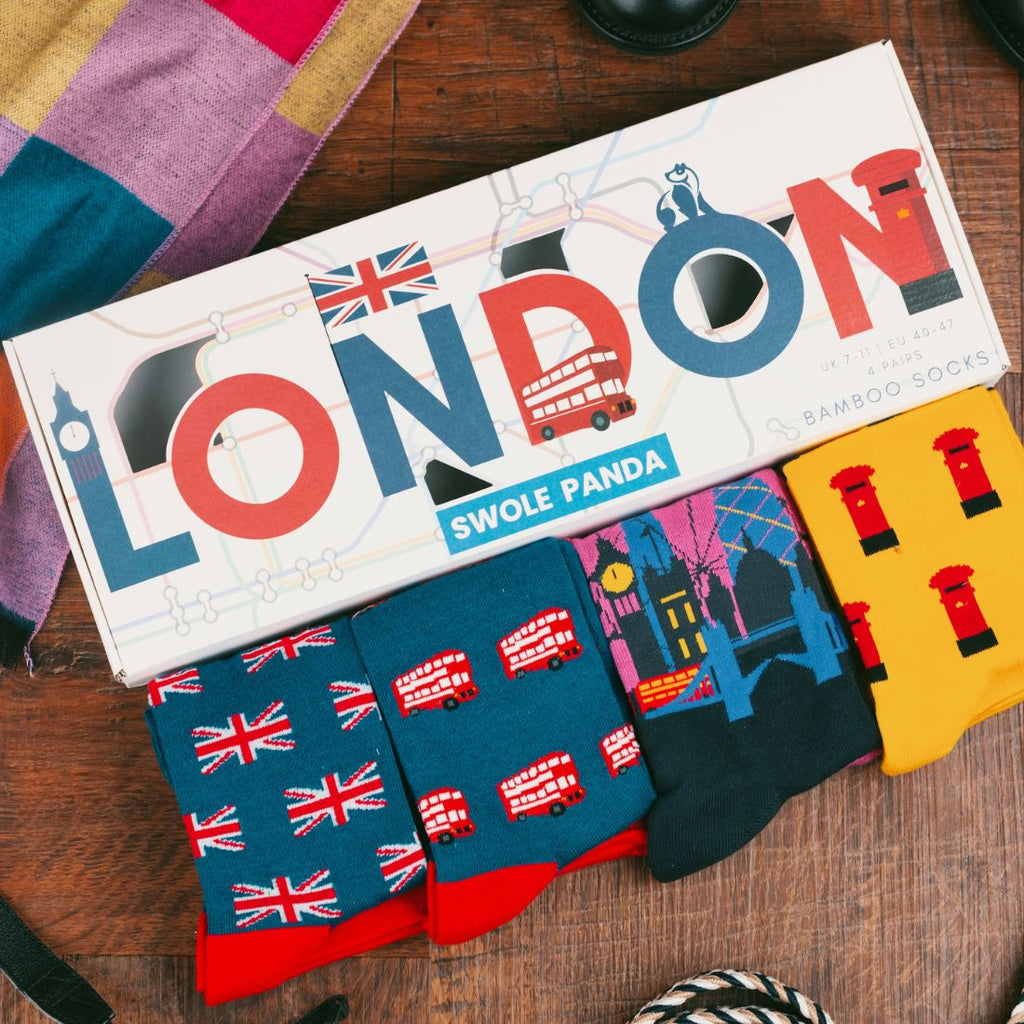 Swole Panda London Bamboo Socks Gift Box – 4 Pair Men's Luxury Set