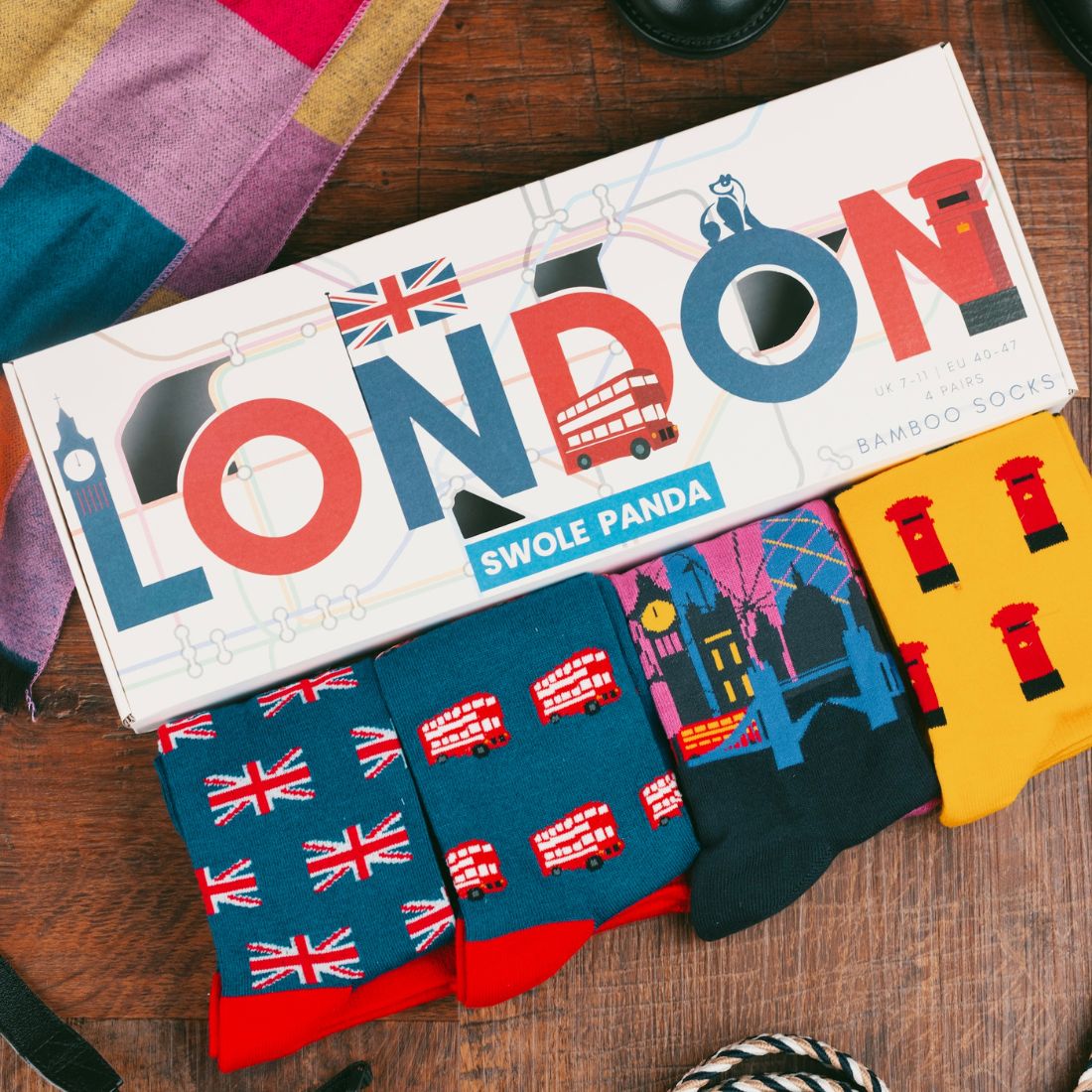 Swole Panda London Bamboo Socks Gift Box – 4 Pair Men's Luxury Set