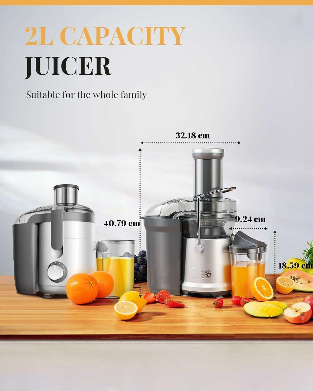 GDOR 1200W Centrifugal Juicer | 2L Whole Fruit Juice Machine