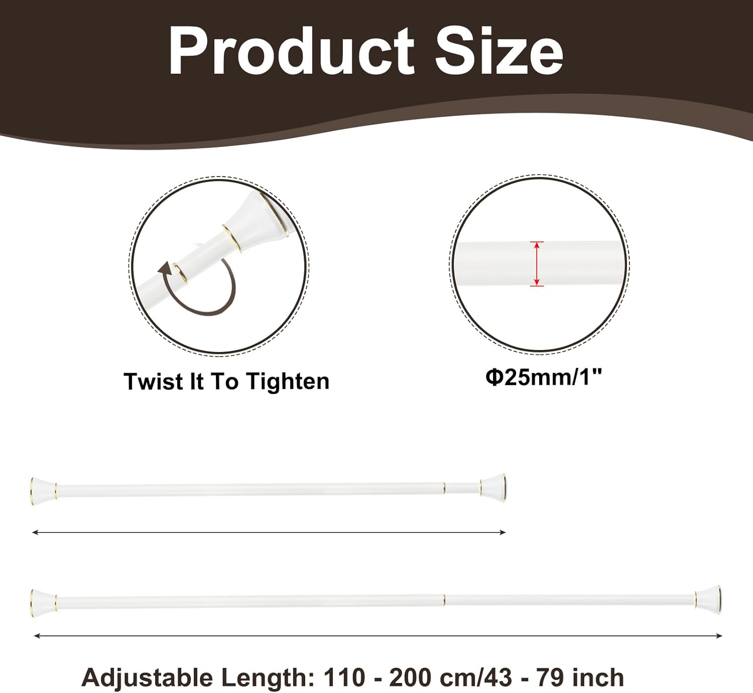 Massive Discounts Stainless Steel Tension Curtain Rod, 43–79 Inch