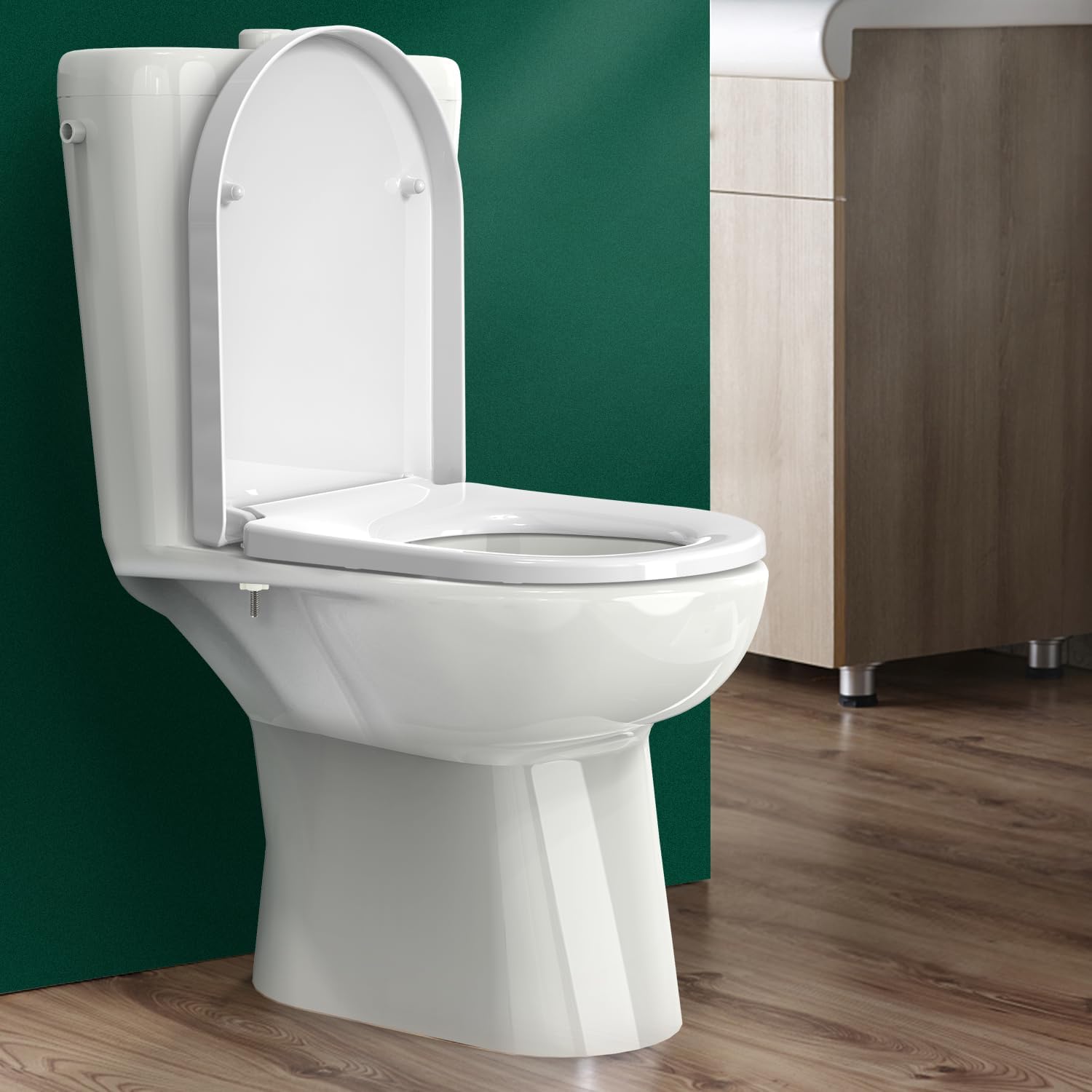STOREMIC D-Shape Toilet Seat | Soft Close White Anti-Bacterial PP Lid