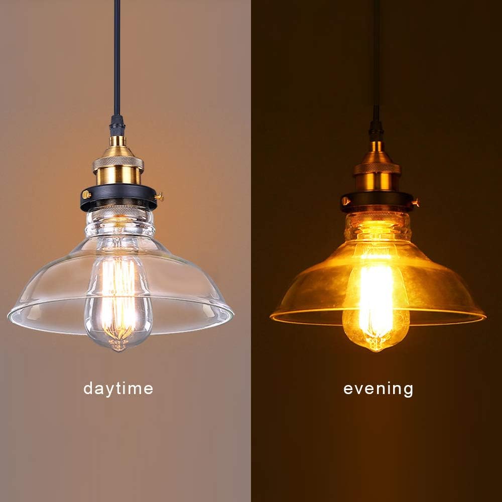 Glighone Industrial Glass Pendant Light – Retro E27 Ceiling Lamp
