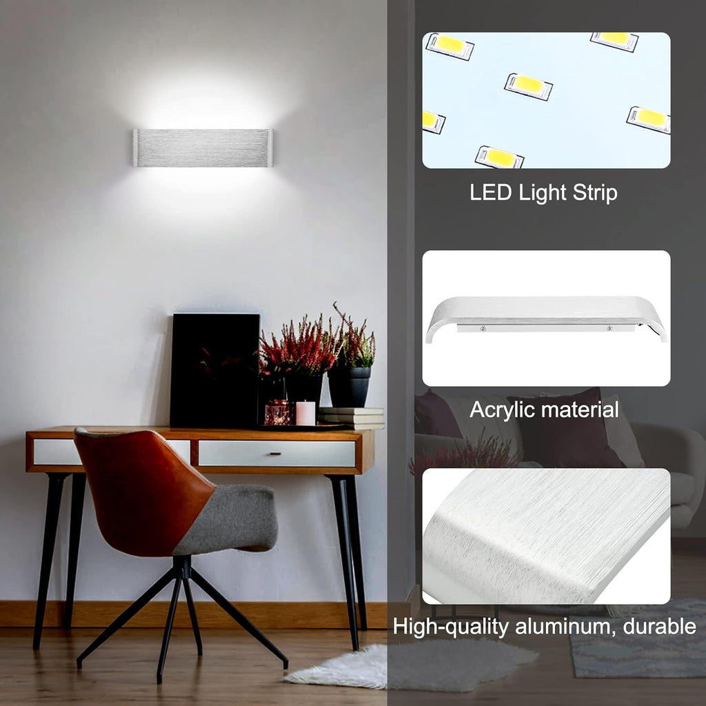 Massive Discounts LED Wall Light – 31cm Silver Aluminum Indoor Sconce