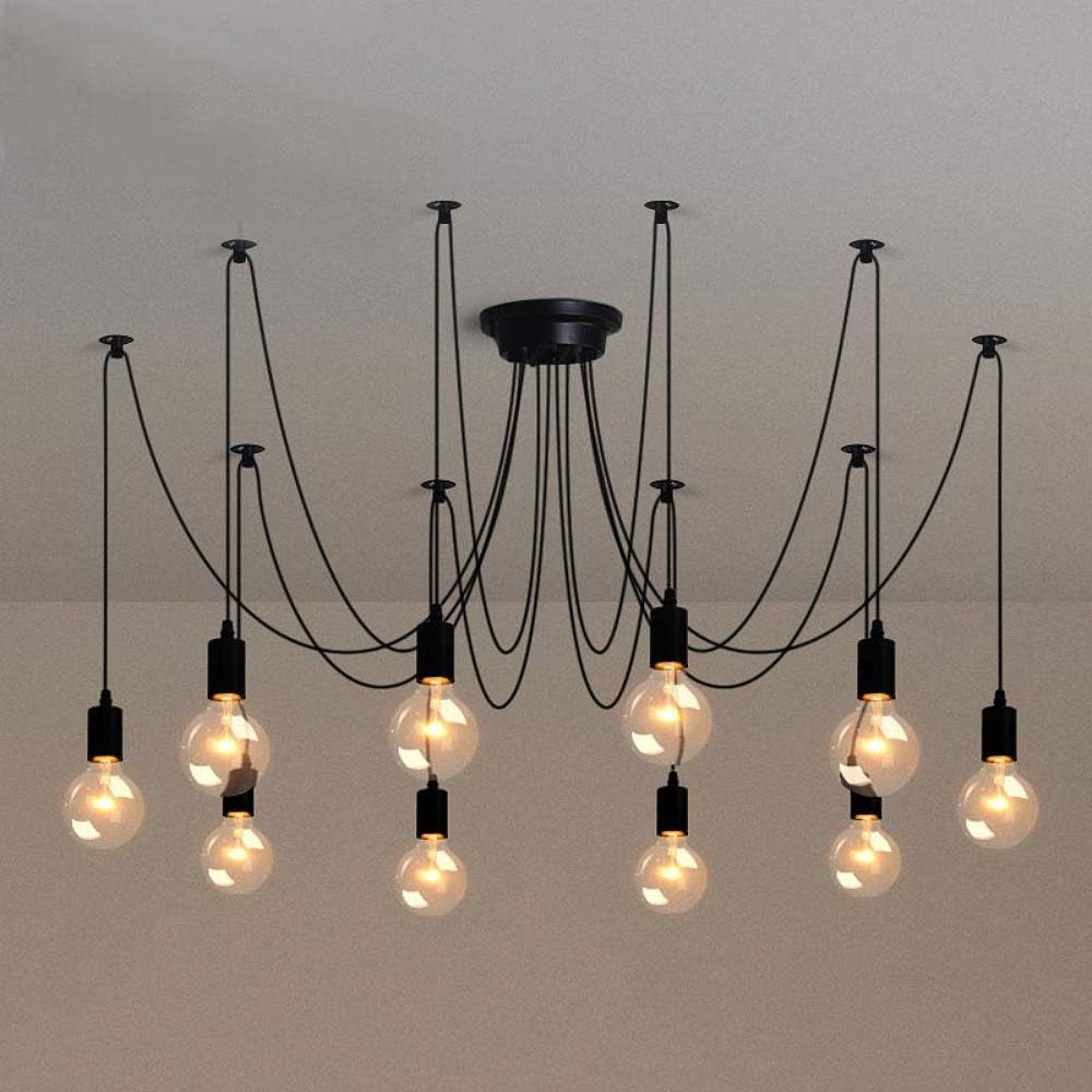 Lightsjoy 10-Socket Spider Pendant Light – Retro Industrial Ceiling Lamp