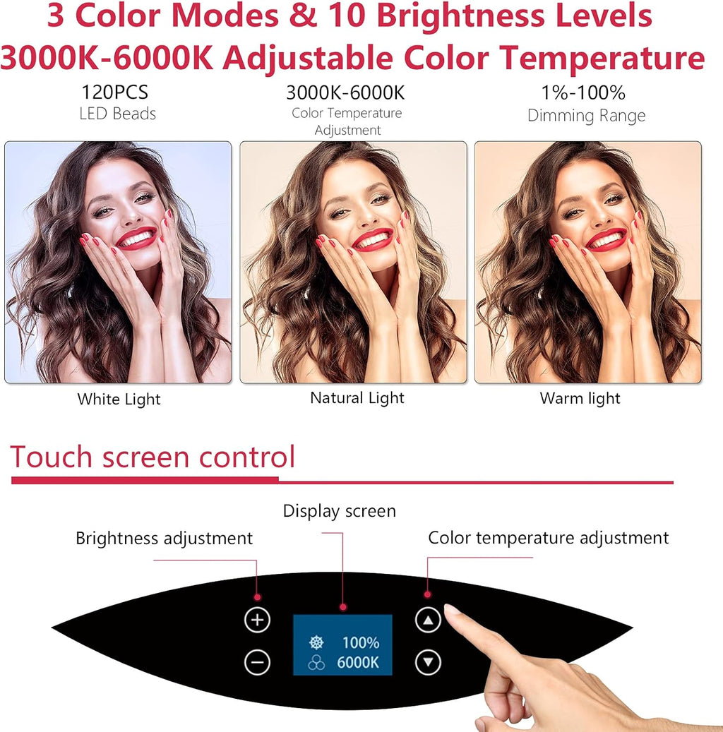 EOTO 19'' LED Ring Light with Tripod | Dimmable LCD Touch Vlogging Kit