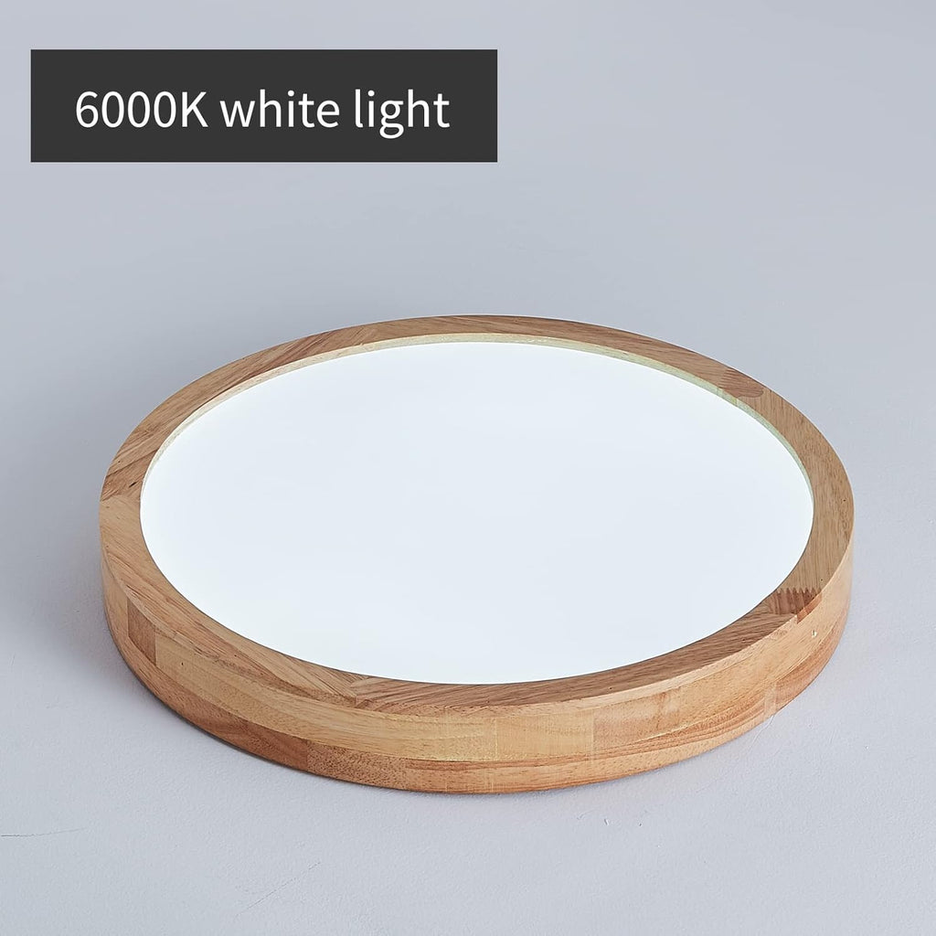 Schindora Modern Wood LED Ceiling Light – 20W 6000K Oak Flush Mount