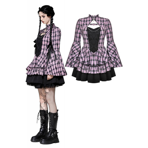 Dark in Love Ellery Pink Butterfly Dress with Bell Sleeves